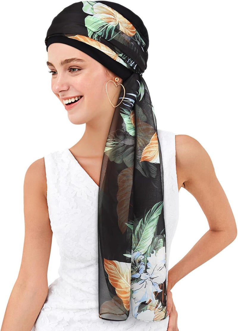 Awefeel Chemo Hats for Women – Extra Long 47" Chiffon Scarf – Soft Cancer Headwear for Hair Loss – Stylish Chemo Caps - Image 2
